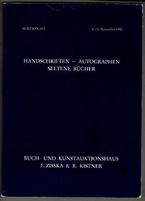 Handschriften - Autographen, seltene Bücher. Auktion 16/1 , 6.-8. November 1990 , Buch- und Kunst...