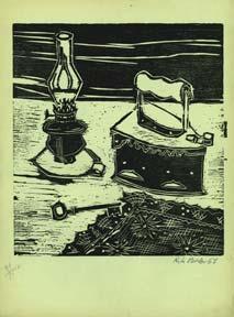 Untitled Woodcut (Lamp and Iron).