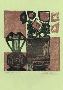 Untitled Woodcut (Pink and Black Abstraction).