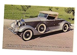 Post Card: 1929 Rolls Royce Picadilly Roadster, Formerly Owned By Charlie Chaplin .ephemera