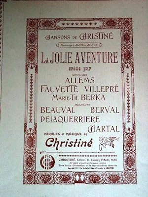 Partition musicale LA JOLIE AVENTURE. Paroles & Musique de CHRISTINE.