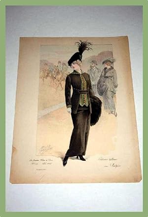 Très Belle gravure imprimée en couleurs supplément " Costume tailleur" par Redfern.