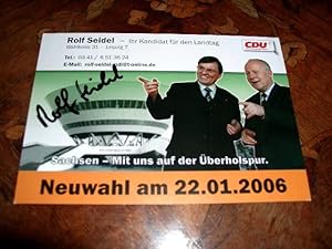 Seller image for Carte en couleur signe - Autographe original de Rolf Seidel, Homme politique allemand (CDU). for sale by JOIE DE LIRE