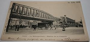 Bild des Verkufers fr Carte Postale Ancienne - PARIS-Le Mtropolitain-Station de la Chapelle. Tampon 16 JUIN 1903. zum Verkauf von JOIE DE LIRE