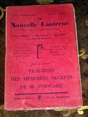 La Nouvelle Lanterne, N°12 - 11 février 1928 - La Politique - Les Lettres - Les Idées. Fragment d...