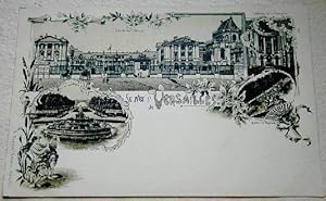 Bild des Verkufers fr Carte Postale Ancienne - SOUVENIR DE VERSAILLES. Entre du Chteau. Intrieur de la Chapelle. Bassin de Neptune. zum Verkauf von JOIE DE LIRE