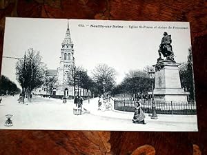 Bild des Verkufers fr Carte Postale Ancienne - 032 - Neuilly-sur-Seine. Eglise St Pierre et Statue de Perronnet. zum Verkauf von JOIE DE LIRE