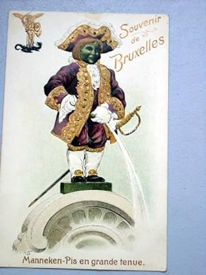 Image du vendeur pour Carte Postale Ancienne fantaisie gaufre Souvenir de Bruxelles reprsentant Manneken-Pis en grande tenue. mis en vente par JOIE DE LIRE
