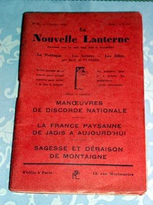 La Nouvelle Lanterne, N° 62- Février 1933- La Politique - Les Lettres - Les Idées. Manoeuvres de ...