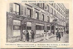 Bild des Verkufers fr Carte Postale Ancienne - HOTEL MONDIAL, 5 Cit Bergre, PARIS. Mme direction ; Hotel de la Cit Bergre. 4, Cit Bergre, Hotel de France, 2 Cit Bergre. Situation la plus centrale. Prs les Grands Boulevards. zum Verkauf von JOIE DE LIRE