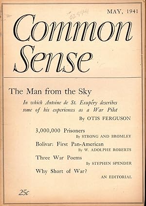 Seller image for Common Sense: A Monthly Magazine of Positive Soial Action Devoted to the Elimination of War and Poverty Through Democratic Planning for Abundance: May, 1941 for sale by Dorley House Books, Inc.
