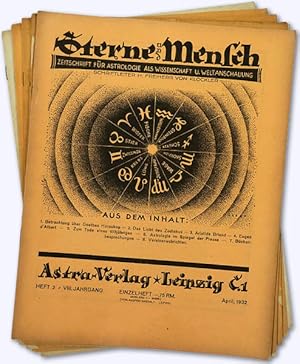 Sterne und Mensch. VIII. Jhg. 1932-33, Heft 2, 4/5, 6, 7 und 8 [= 6 von 12 Nummern]. Zeitschrift ...