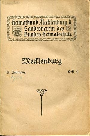 Heimatbund Mecklenburg e.V. Landesverein des Bundes Heimatschutz, Mecklenburg, 21. Jahrgang, Nove...