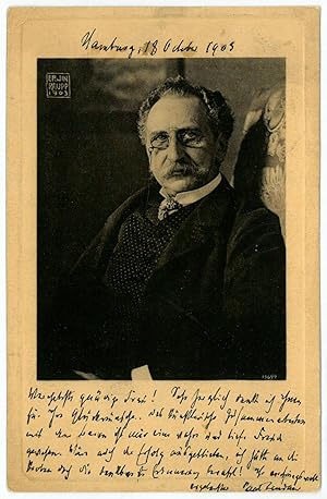 Imagen del vendedor de Eigenh. Portraitpostkarte mit U. a la venta por Antiquariat INLIBRIS Gilhofer Nfg. GmbH