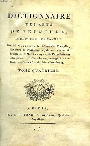 Immagine del venditore per DICTIONNAIRE DES ARTS DE PEINTURE, SCULPTURE ET GRAVURE, TOME IV venduto da Le-Livre