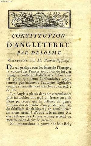 Seller image for CONSTITUTION D'ANGLETERRE for sale by Le-Livre