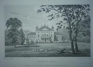 Fine Original Antique Engraving Illustrating Rokeby Hall in Yorkshire, Published in 1829.