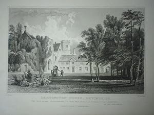 Original Antique Engraved Print Illustrating Dartington House in Devonshire.