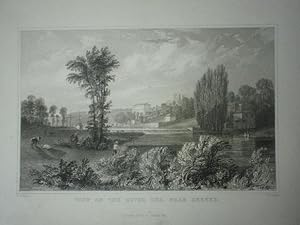 Original Antique Engraved Print Illustrating A View on the River Exe, Near Exeter in Devonshire.