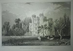 Original Antique Engraved Print Illustrating Buckfastleigh Abbey in Devonshire.