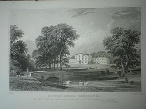 Original Antique Engraved Print Illustrating Bicton - House in Devonshire.