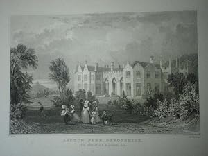 Original Antique Engraved Print Illustrating Lifton Park in Devonshire.