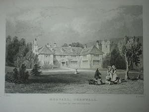 Original Antique Engraved Print Illustrating Morvall in Cornwall.