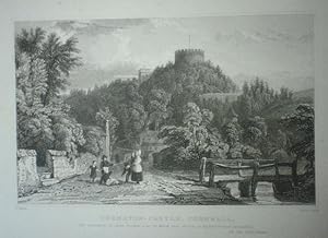 Original Antique Engraved Print Illustrating Trematon - Castle in Cornwall.