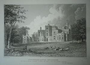 Original Antique Engraved Print Illustrating Powderham - Castle in Devonshire.