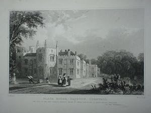 Original Antique Engraved Print Illustrating Place House, Padstow, in Cornwall.