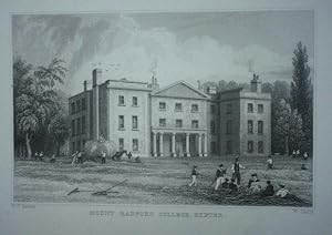 Original Antique Engraved Print Illustrating Mount Radford College, Exeter, Devonshire.