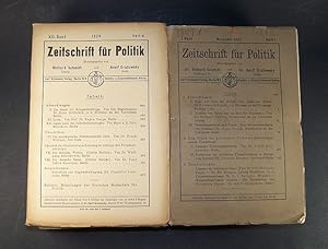 Imagen del vendedor de Zeitschrift fr Politik. Konvolut von 19 Heften (mit 1 Doppelheft): Band 1, Heft 1, November 1907; Band 7, Heft 1/2 und Heft 3 von 1914; Band 12, Heft 3 von 1922; Band 13, Hefte 1- 3 von 1923 und Hefte 4 und 6 von 1924; Band 14, Hefte 1- 3 von 1924 und 4 und 6 von 1925; Band 15, Hefte 1, 3, und 4 von 1925 und Hefte 4 und 5 von 1926. Herausgegeben von Richard Schmidt und Adolf Grabowsky. a la venta por Antiquariat Kretzer