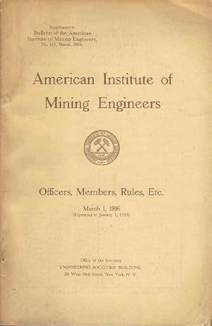 American Institute of Mining Engineers: Supplement to Bulletin of the American Institute of Minin...