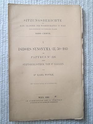 Isidors Synonyma (II, 50-103) im Papyrus Nr. 226 der Stiftsbibliothek von St. Gallen