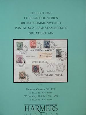 Seller image for Catalogue of Collections, Foreign Countries with Egypt; France; Jordan etc, British Commonwealth including Canada; Falkland Islands; India; Rhodesia (off. by order of F.C. Donaldson Esq.), Postal Scales & Stamp Boxes, Great Britain: 6th., 7th.October 1998 for sale by TAIXTARCHIV Johannes Krings