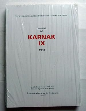 Immagine del venditore per CAHIERS DE KARNAK N9 venduto da Librairie Thot