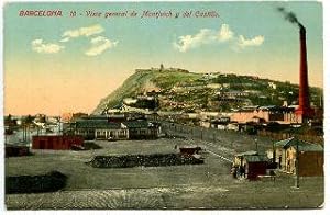 POSTAL ANTIGUA DE BARCELONA. 10: VISTA GENERAL DE MONTJUICH Y DEL CASTILLO.