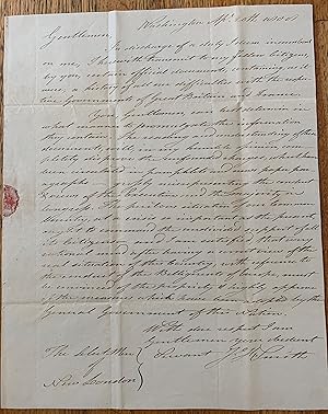 Imagen del vendedor de Autograph Letter Signed, Washington, D. C., April 20, 1808, to the Select-Men of New London, Hillsboro, County, New Hampshire a la venta por Michael Brown