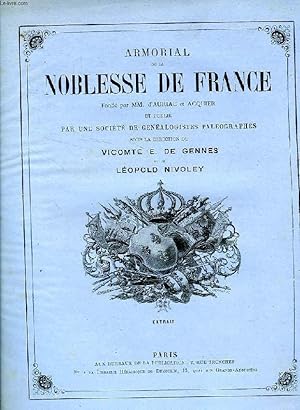 Seller image for ARMORIAL DE LA NOBLESSE DE FRANCE, EXTRAIT: DE GENNES for sale by Le-Livre