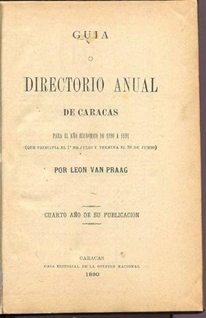 Guia o directorio anual de Caracas para el ano economico de 1890 a 1891