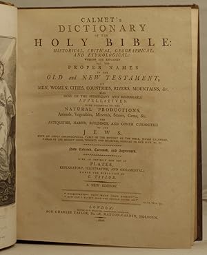 Immagine del venditore per Calmet's Dictionary of the Holy Bible: historical, critical, geographical, and etymological etc. etc. venduto da Leakey's Bookshop Ltd.