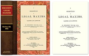 Bild des Verkufers fr A Selection of Legal Maxims, Classified and Illustrated. 8th Am. ed. zum Verkauf von The Lawbook Exchange, Ltd., ABAA  ILAB