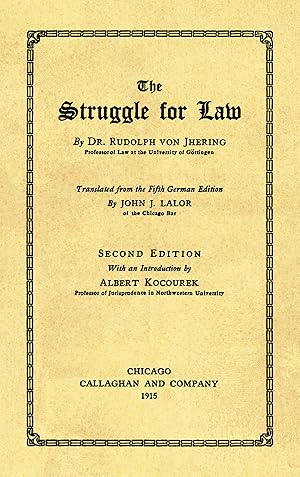 Imagen del vendedor de The Struggle for Law. Second English edition a la venta por The Lawbook Exchange, Ltd., ABAA  ILAB