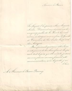 Lettre Autographe Signée du Marquis X au Baron DARNAY, fondé de pouvoir de Hortense de BEAUHARNAIS