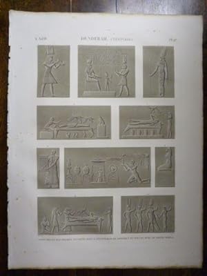 DESCRIPTION DE L'EGYPTE. Denderah (Tentyris). Costumes et bas-reliefs sculptés dans l'appartement...