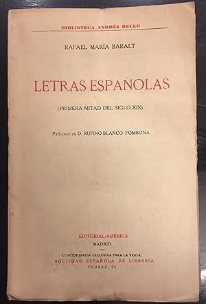 Bild des Verkufers fr Letras Espaolas. (Primera Mitad Del Siglo XIX) zum Verkauf von Librera Garca Prieto