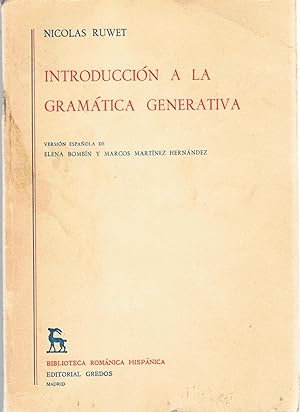 Image du vendeur pour INTRODUCCIN A LA GRAMTICA GENERATIVA mis en vente par Librera Torren de Rueda