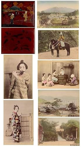 50 Hand Colored Albumen Photographs of Meiji Era Japan in Lacquer over Wood Album