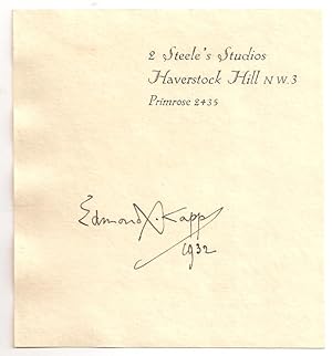 Edmond Xavier Kapp: Autograph / Signature, dated 1932.