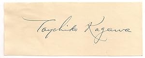 Toyohiko Kagawa: Autograph / Signature.